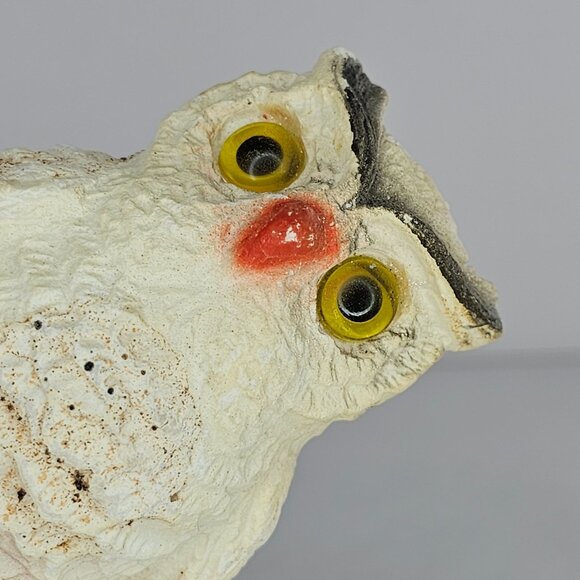 Vintage Alabaster Owl On Book Figurine Yellow Eyes 3.5" - Picture 7 of 8